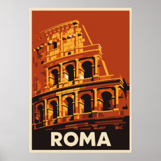 Rome Colosseum Poster Vintage Travel Italy 
