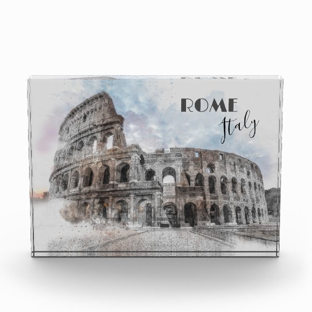 Rome Colosseum Vintage Travel Art – Italy Decor  Photo Block (Front)