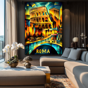 Rome Cubist Heritage – Modern Geometric Colosseum Poster