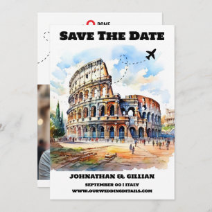 Rome destination wedding save the date modern