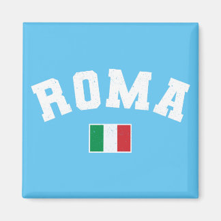 Rome Distressed Athletic Typography w Italian Flag Magnet