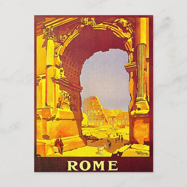 Rome Express Railway Vintage Italy Travel Postcard (Front)