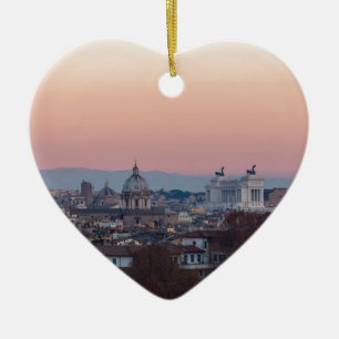Rome from Gianicolo panorama at sunset Ceramic Tree Decoration