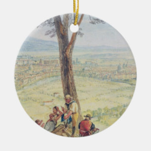Rome from Monte Mario, c.1818 (w/c over pencil on Ceramic Tree Decoration