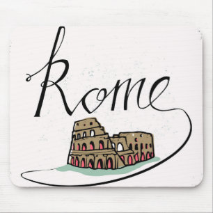 Rome Hand Lettered Design Mouse Pad