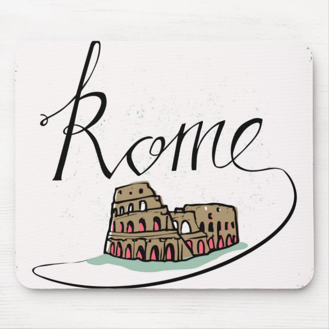 Rome Hand Lettered Design Mouse Pad (Front)