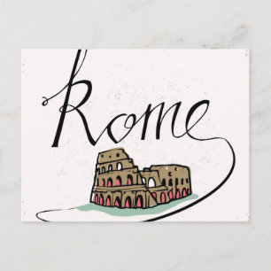 Rome Hand Lettered Design Postcard