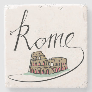 Rome Hand Lettered Design Stone Coaster