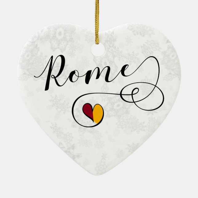 Rome Heart, Christmas Tree Ornament, Italy Ceramic Tree Decoration (Back)