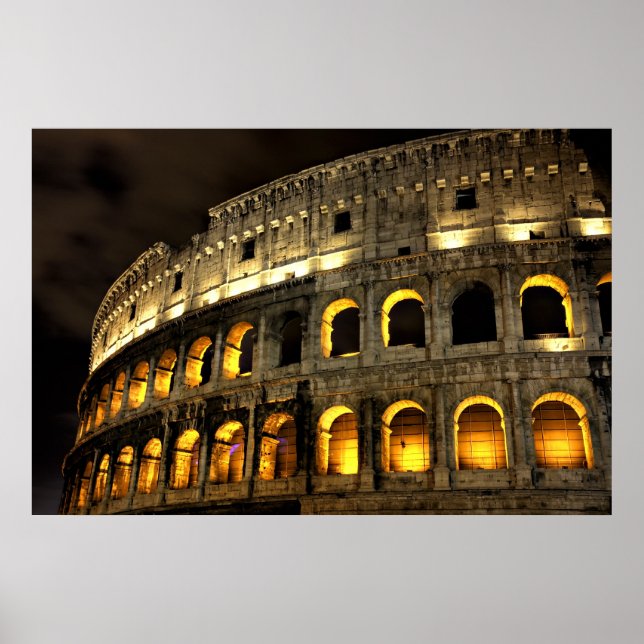 Rome - Illuminated colosseum at night Poster (Front)