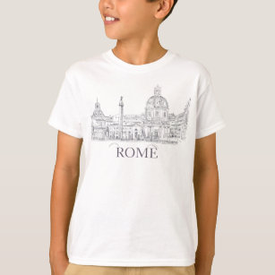Rome Italy Ancient Architecture Ink Drawing T-Shirt
