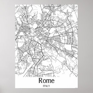 Rome Italy Black and White Europe City Map Poster