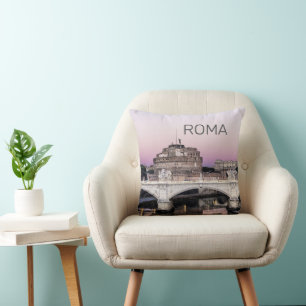 Rome Italy Castel Sant'Angelo Bridge Sunset Cushion