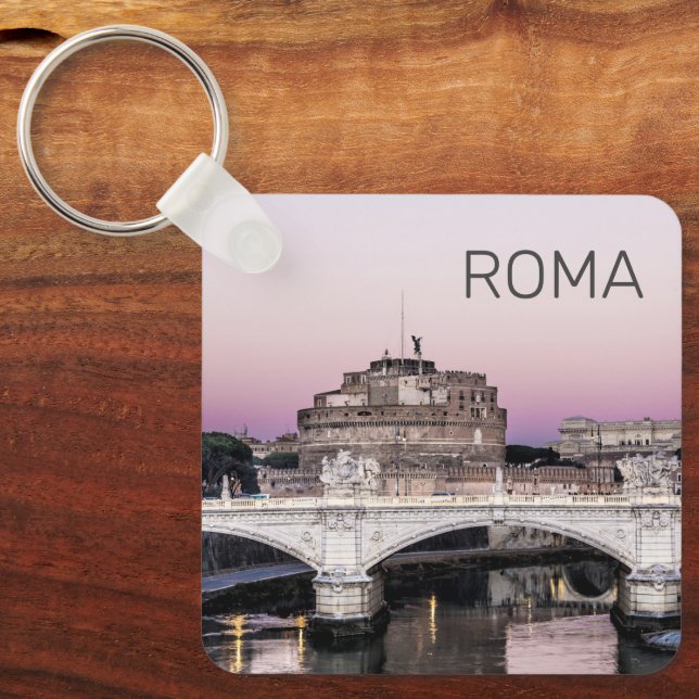 Rome Italy Castel Sant'Angelo Bridge Sunset Key Ring (Front)