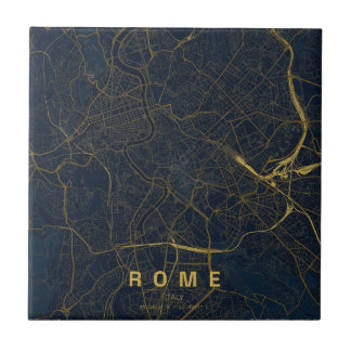 Rome Italy City Map Minimal Design Ceramic Tile