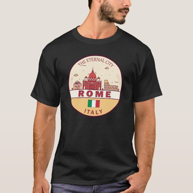 Rome Italy City Skyline Emblem T-Shirt (Front)