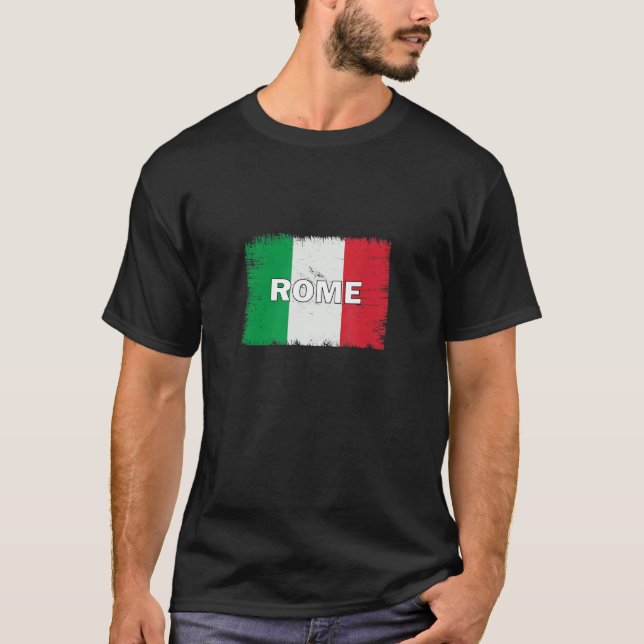 Rome  Italy  City With Italian Flag T-Shirt (Front)