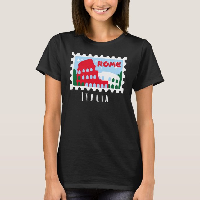 Rome Italy Coliseum Stamp Italophile Souvenir T-Shirt (Front)