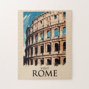 Rome Italy Colosseum Illustration Travel Art Jigsaw Puzzle