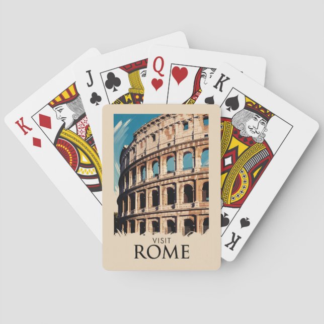 Rome Italy Colosseum Illustration Travel Art Playing Cards (Back)