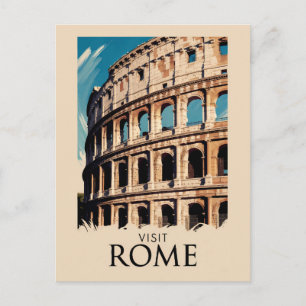 Rome Italy Colosseum Illustration Travel Art Postcard