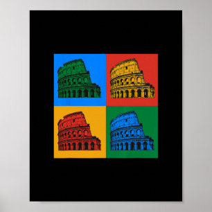 Rome Italy Colosseum Pop Art Colors Portrait Trave Poster