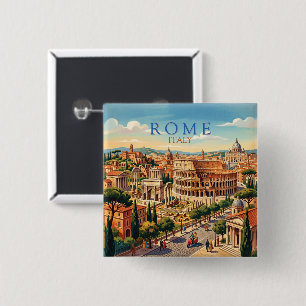 Rome Italy Colosseum Travel Art Vintage 15 Cm Square Badge