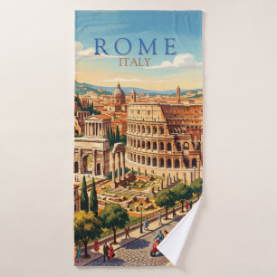 Rome Italy Colosseum Travel Art Vintage Bath Towel Set