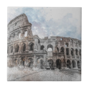 Rome Italy Colosseum Travel Art Vintage Ceramic Tile