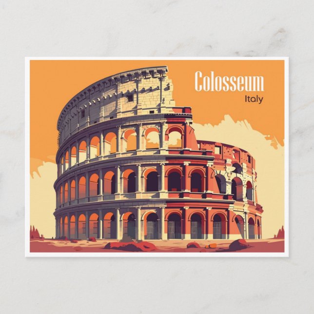 Rome Italy Colosseum Travel Art Vintage city Postcard (Front)