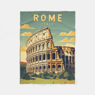 Rome Italy Colosseum Travel Art Vintage Fleece Blanket