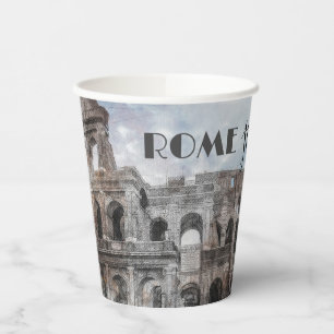 Rome Italy Colosseum Travel Art Vintage Paper Cups