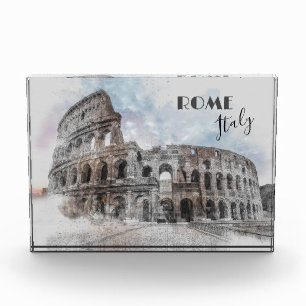 Rome Italy Colosseum Travel Art Vintage Photo Block