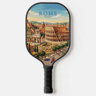 Rome Italy Colosseum Travel Art Vintage Pickleball Paddle