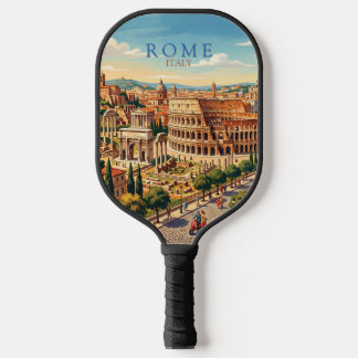 Rome Italy Colosseum Travel Art Vintage Pickleball Paddle
