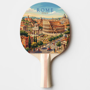 Rome Italy Colosseum Travel Art Vintage Ping Pong Paddle