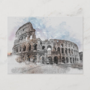 Rome Italy Colosseum Travel Art Vintage Postcard