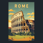 Rome Italy Colosseum Travel Art Vintage Poster<br><div class="desc">Rome Colosseum vector art design. Rome is located in the central-western portion of the Italian Peninsula,  within Lazio,  along the shores of the Tiber.</div>