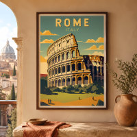 Rome Italy Colosseum Travel Art Vintage