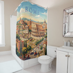 Rome Italy Colosseum Travel Art Vintage Shower Curtain