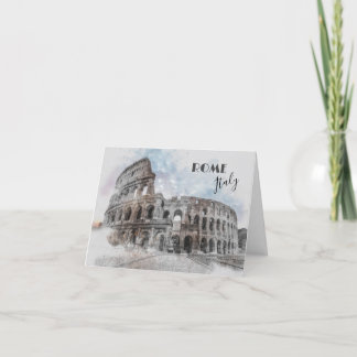 Rome Italy Colosseum Travel Art Vintage Thank You Card