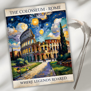 Rome Italy Colosseum Travel Van Gogh Starry Night Postcard