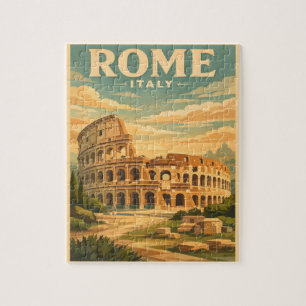 Rome Italy Colosseum Vintage Travel Postcard Jigsaw Puzzle