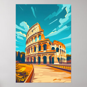Rome Italy Colosseum Vintage Travel Wall Art