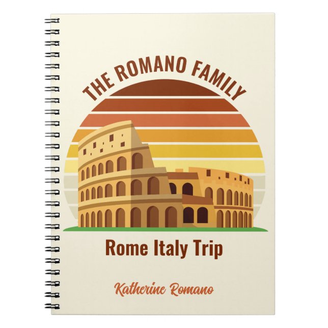 Rome Italy Family Trip Colosseum Sunset Custom Notebook (Front)