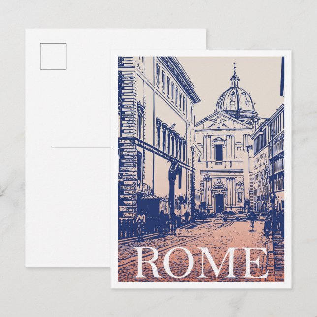 Rome Italy Illustration Art vintage Travel Postcard (Front/Back)