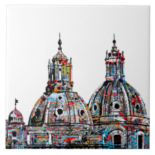 Rome, Italy in graffiti Tile