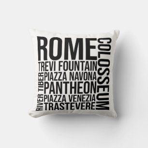 Rome, Italy Landmarks Typography - Europe Word Art Cushion