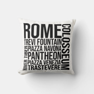 Rome, Italy Landmarks Typography - Europe Word Art Cushion