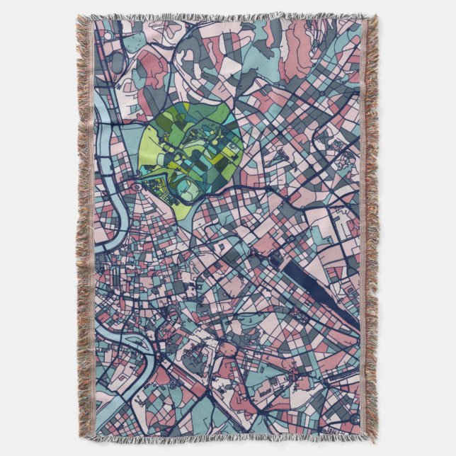 Rome Italy Map Throw Blanket (Front Vertical)